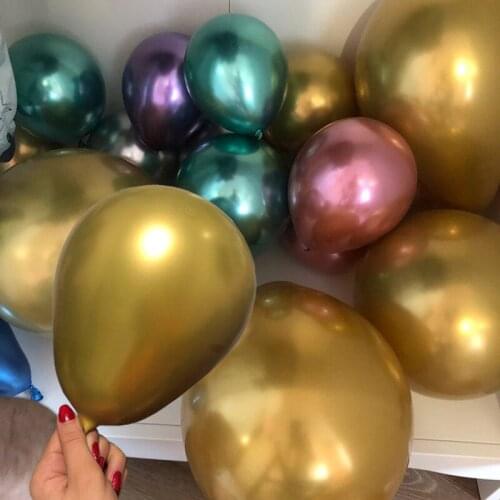 CYUAN 20/40/60/80pcs 5inch Metallic Gold Balloons Wedding Happy Birthday Latex Balloons Metal Chrome Balloon Air Helium Baloon