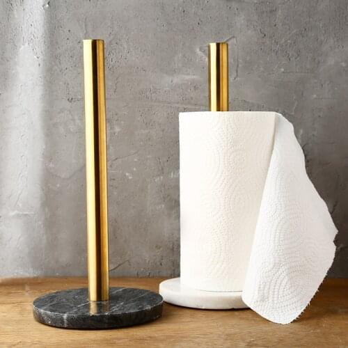 Kitchen Paper towel holder High quality stainless steel Marble base Punch free Paper towel rack Storage Golden roll paper shelf