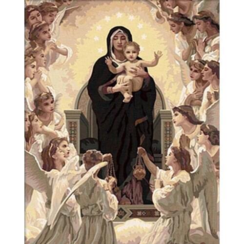 DIY Painting By Numbers Paint On Canvas Kits Acrylic Painting With Frame For Home decor Wall Art Picture Artwork Our Lady DY-100