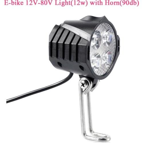 Ebike E-Bike 12V 24V 36V 48V 60V 72V Electric Bicycle Light with Horn Waterproof High Quality Headlight Horn Set Front Headlight