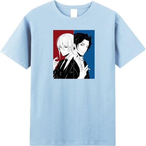 Japanese Anime T-shirts Moriarty The Patriot Detective Tshirt William Cool Oversized Men Short Sleeve Cotton Summer Male T Shirt