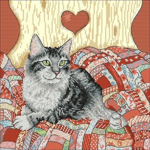 Cat on the quilt patterns Counted Cross Stitch 11CT 14CT 18CT DIY Chinese Cross Stitch Kits Embroidery Needlework Sets