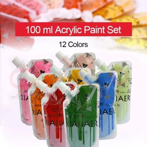 12 Colors 100ML Acrylic Paint Set Professional Drawing Pigment Watercolor Paints Tube for Art Student Painter Painting Supplies
