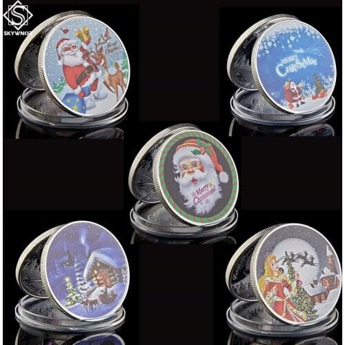 5PCS/Lot 2019 Merry Christmas All Type Silver Santa Claus Coin Set Elk Collection