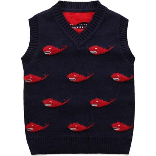 2017 New Spring Autumn Kids Boys Knit Vest Whale Print Childrens pullover sleeveless Sweaters Baby Boy Knitted Warm Clothes