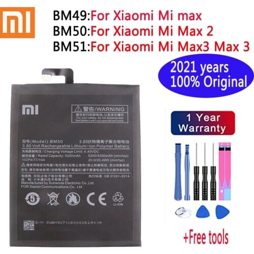 2020 years Xiaomi 100% Original Replacement Battery For Xiaomi Mi Max Max 2 Max2 Max3 Genuine Phone Battery 5300mAh + Free Tools