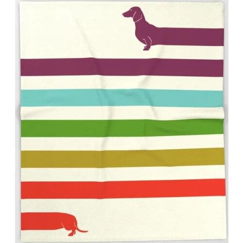 Dachshund Cartoon Throws for Sofa Cute Kids Design Long Dachshund Blankets Christmas Decorations for Home Custom Blanket