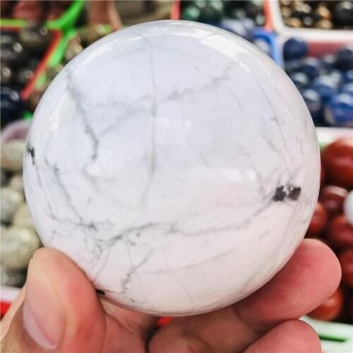 6-8cm natural white marble polished crystal healing ball