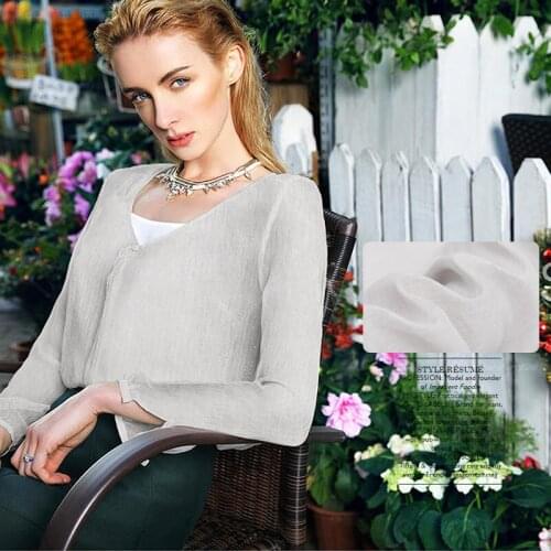 Simple grey silk linen blended fabric DIY Clothes A130