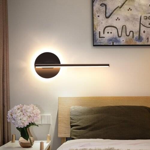 Simple and modern bedside Wall Lamp 15W Creative Black White LED mirror Light Dim for TV Background Aisle Hotel lighting