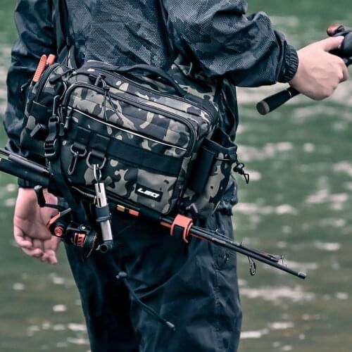 Fishing Tackle Storage Bag 5.9L Single Shoulder Crossbody Backpack Waterproof Waist Pack Fish Lures Storage Fishing Bag Pole Bag