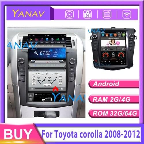 Tesla style Car Multimedia Player car GPS Navigation For-Toyota corolla 2008-2012 car Android car stereo Vertical Touch Screen
