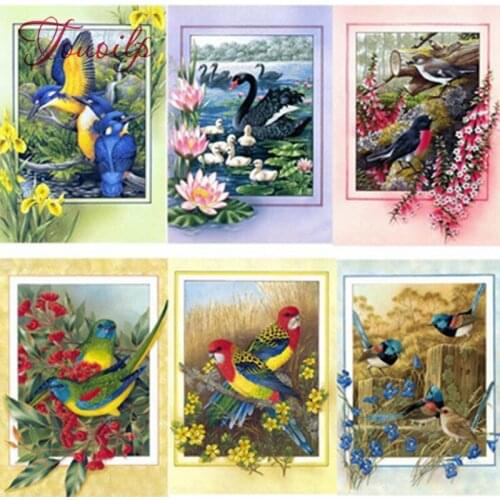 Touoilp 5D DIY full Square drill diamond there frame bird Cross stitch Rhinestones Diamond embroidery Mosaic home decorate