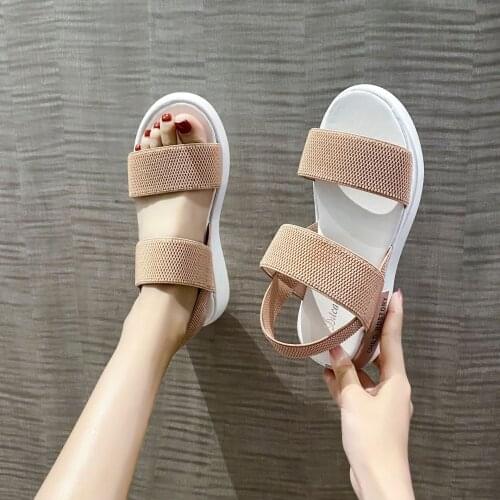 Comfort Shoes for Women Soft Summer Flat Sandals Suit Female Beige New Without Black Outside Low Girls Fabric Casual Basic