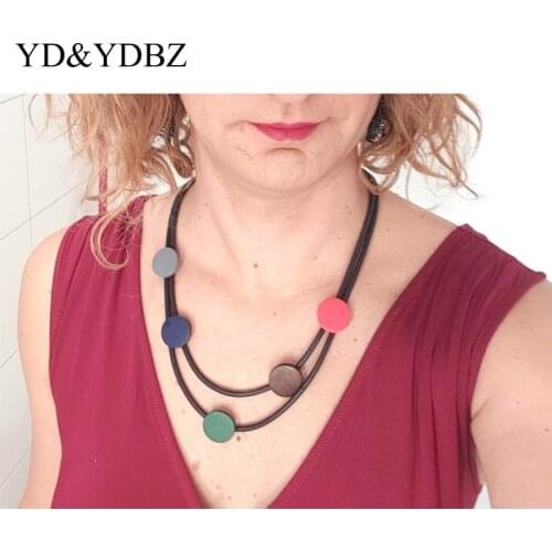 YD&YDBZ 2020 Fashion Multicolor Necklaces For Women Infinite Gem Pendant Necklace 7 Styles Rubber Rope Wood Choker Jewelry Gifts