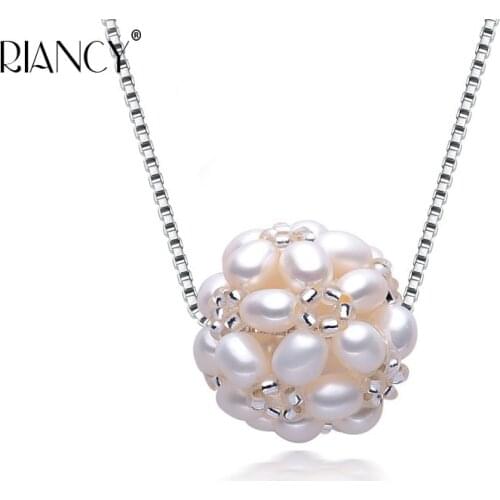 100% Natural Freshwater Pearl Handmade Production pearl Ball Pendant 925 sterling silver chain Small Pearls Jewelry for Women