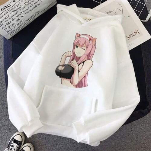 Darling In The Franxx Women Harajuku Hoodies Sweatshirts Zero Two Beautiful Girl Print Hoodie Hip Hop Warm Streetwear Sweatshirt