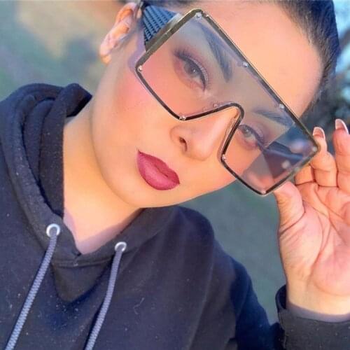 Women Rectangle Shield Shades Sunglasses Gradient Trend Glasses High Quality Oversized Sun Glasses For Female Men Oculos UV400