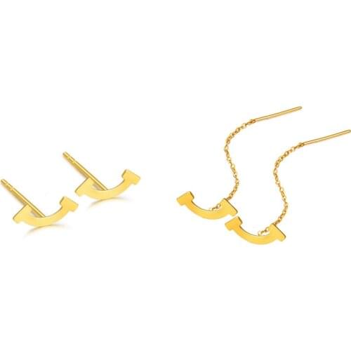 MADALENA SARARA Pure 18k Gold Earrings Moon Star Style Stud Women Earrings AU750 Yellow Gold Earrings