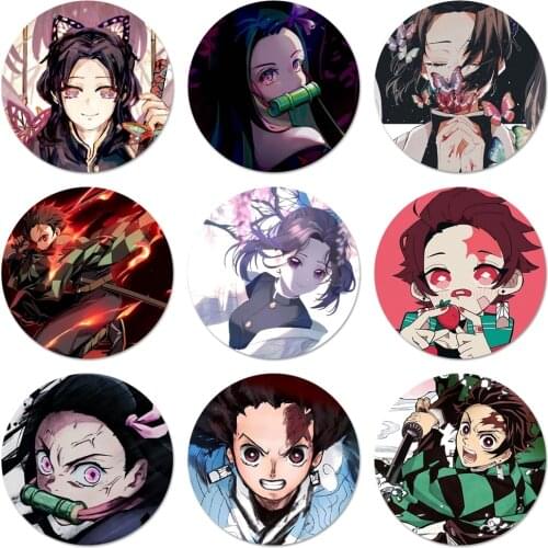Anime Demon Slayer Kimetsu no Yaiba Icons Pins Badge Decoration Brooches Metal Badges For Clothes Backpack Decoration