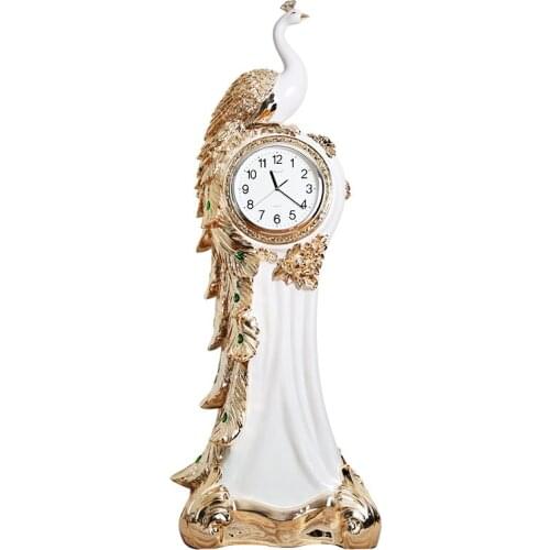 Zq European Phoenix Peacock Floor Large Clock Vertical Guest Clock Decoration Decorations