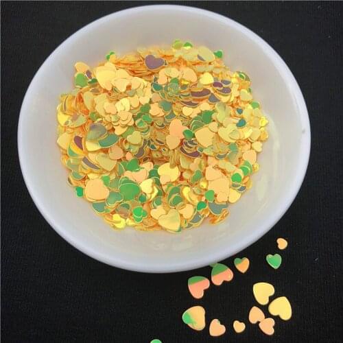 10g/Pack Yellow Color Glitter Nail Sequins Paillettes Multi Size 3mm 4mm 6mm Heart Shape Loose Sequin For Nail art,Girl Gift