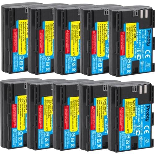 10 PCS LP E6 LP-E6 LP-E6N E6 Battery 2650mAh For Canon EOS 5DS R 5D Mark II 5D Mark III 6D 7D 80D EOS 5DS R Camera