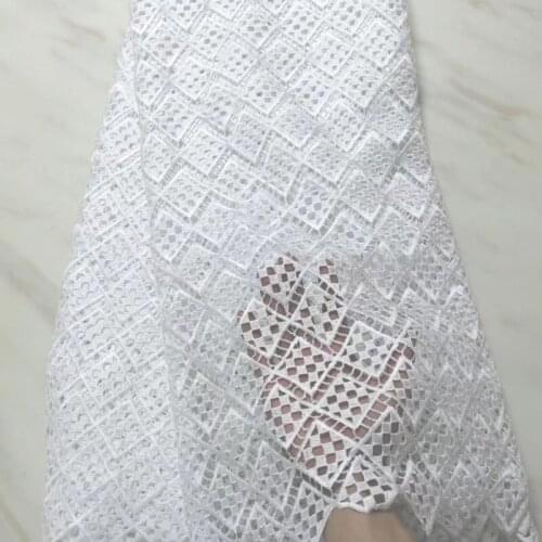 11 colors 5yards /lot High quality African big cord lace fabric in white heavy guipure lace fabric for party dress WLS80