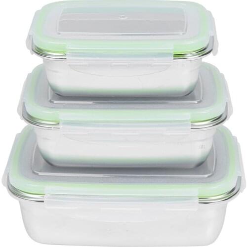 304 Stainless Steel Lunch Box Eco-Friendly Portable Food Storage Container Refrigerator Multipurpose Leakproof Crisper Box