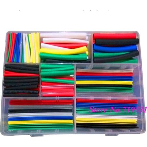 385pcs 1.0mm-12mm Heat Shrink 9 Sizes Tubing Kit 7 Colors Assortment Ratio 2:1 Heat Shrink Tubing Tube Sleeving Wrap Kit box