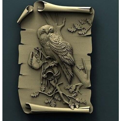 Cute Owl 3D Model STL Relief for CNC Router Engraver Carving Machine Relief Artcam Aspire -in STL format Owl furniture decor