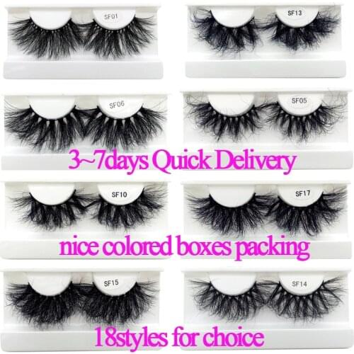 YioWio 50 Pairs 25mm Super Fluffy Glam False Mink Eyelashes Full Strip Lashes Faux Cils Vendor 100% Handmade Custom Boxes Pack