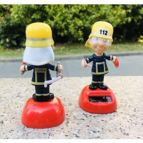 A70F Auto Dashboard Firefighter Shaking Head Doll Ornaments Creative Home Decorations Gift for Family Friends