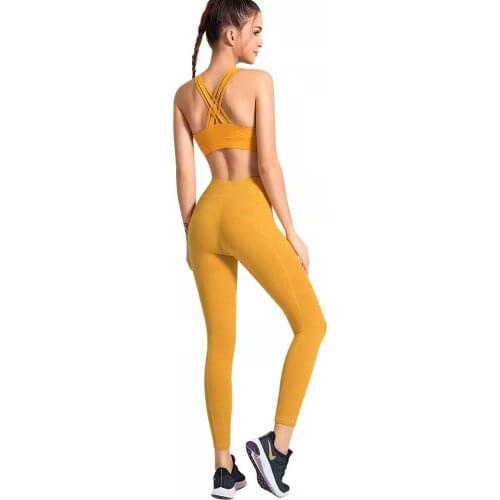 Seamless hyperflex workout set sport leggings and top set yoga outfits for women sportswear athletic clothes gym sets 2 piece