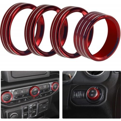Bolaxin 5pcs Audio Air Conditioning Button Cover Decoration Twist Switch Ring Trim for Jeep Wrangler JL 2018 2019