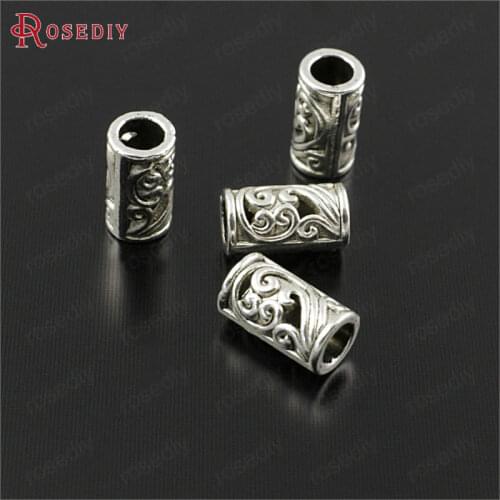 30004)100PCS 8.5x5MM Hole 3MM Antique Style Zinc Alloy Large Hole Tube Spacer Beads Bracelets Beads Diy Jewelry Accessories