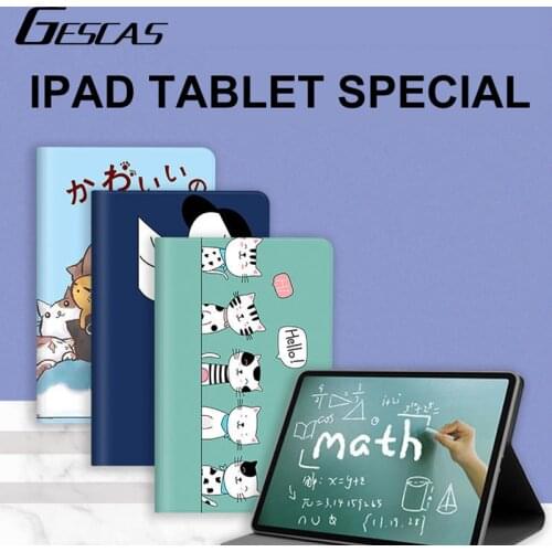 GESCAS Computer Case For IPad mini12345/air 1234/2018/2020 9.7/10.2/10.5/10.9/11 Inches Cute Cartoon Tablet PC Smart Sleep Case