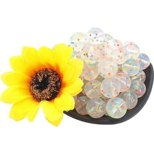 Chenkai 100PCS 15mm Crystal Gritty Beads Silicone Beads Teether Food Grade DIY Baby Jewelry Necklace Chain Crafts Accessories