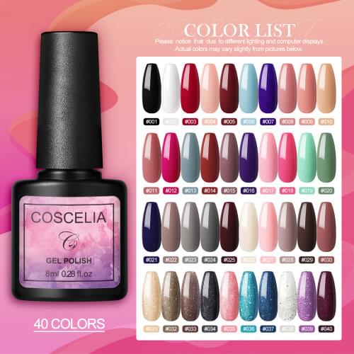COSCELIA Gel Nail Polish Varnish Semi Permanant Polish Gel Manicure Nail Art 8ML Polish Varnish Hybrid Nail Gel Matte Top Coat