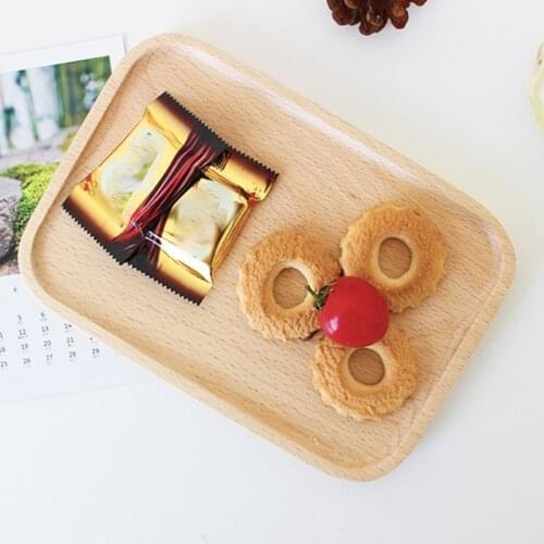 Wooden Bamboo Coffee Tea Serving Tray Cheese Pizza Baking Bread Cake Dessert Rectangular Plate Fruit Platter Holder