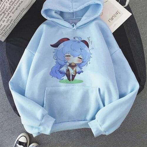 Harajuku Genshin Impact GANYU Hoodies Womens Sweatshirts Pullover Off-shoulder Harajuku Girls Hooded Fashion Tracksuit
