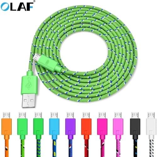 OLAF Micro USB Cable 1m/2m/3m Nylon Braided Data Sync USB Charger Cable For Samsung Xiaomi Huawei HTC LG Mobile Phone USB Cable