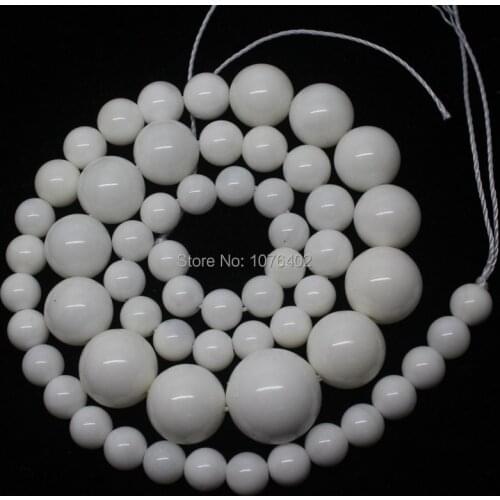Mini. order is $7!6~14mm Natural White Coral Round Gradually Necklace Loose Beads 15"