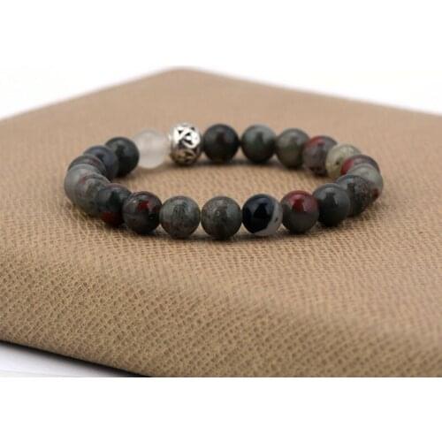 8MM Man Bracelets Natural Stones Tibetan Bead Elastic Bracelets Stretch Semi Precious Stone Bangles Bracelets for Family Present