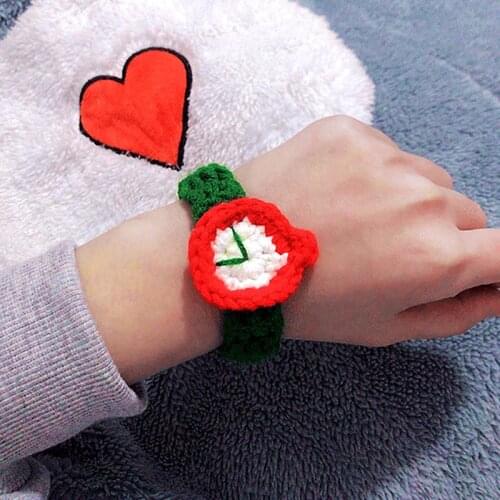 New Korean Colorful Knitted Wool Watch Bracelet for Couple Sweet Girls Student Children Autumn Winter Jewelry Accessories