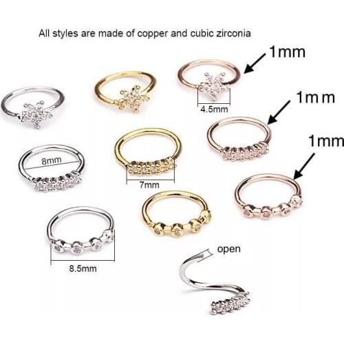 New Nose Piercing Women Jewelry Cz Nose Hoop Nostril Nose Ring Ear ring Tiny Flower Helix Cartilage Tragus Ring Piercing Jewelry