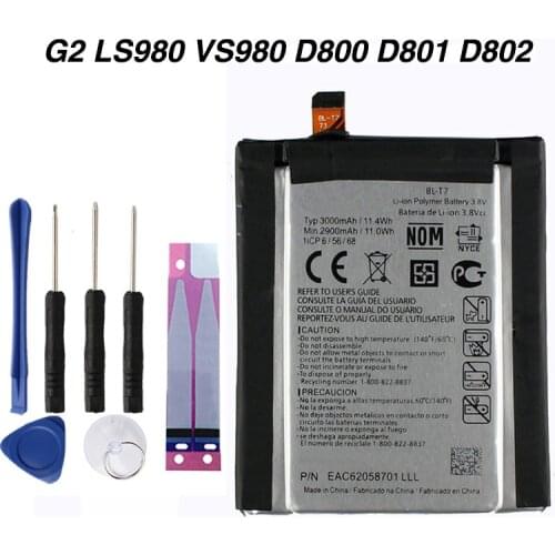 Original G2 Battery for LG G2 LS980 VS980 D800 D801 D802 BLT7 3000mAh BL-T7