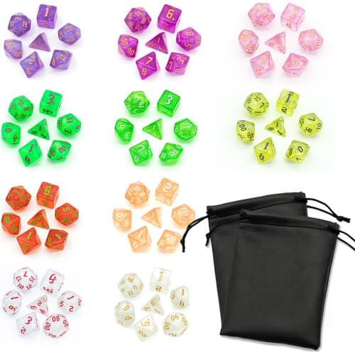 10 Sets 70 Pcs ​DND Dice Set D4 D6 D8 D10 D% D12 D20 Translucent Polyhedral Dice for Pathfinder Role Playing Game D&D RPG MTG