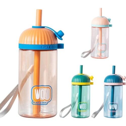 Practical 300ML Water Bottle Leakproof Multi-color with Straw Plastic Smoothie Snack Cups for Kid