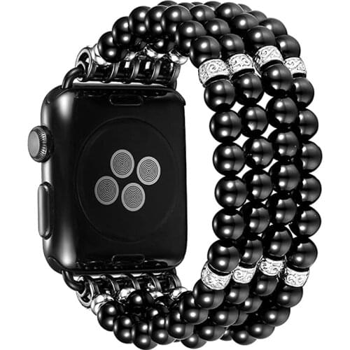 Woman Diamond Pearl Strap For Apple Watch 5 Band 40/44mm Luxurious Jewelry Bracelet Belt For iWatch Serie 6 SE 4 3 Bands 38/42mm